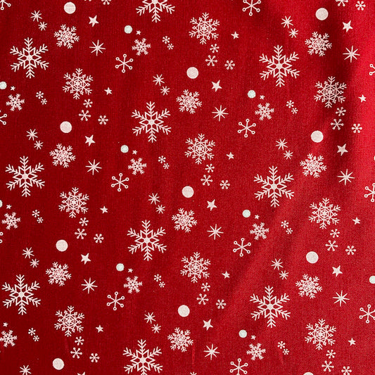White Snowflakes on Red Scarf - Hello Holidays