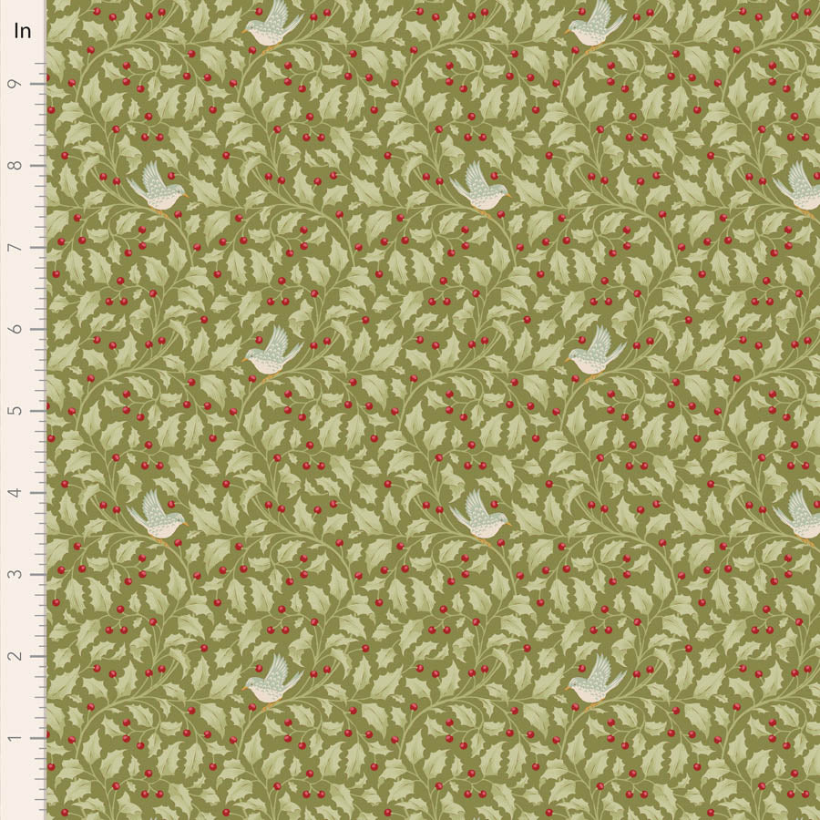 Merry Little Christmas Fat Quarter Bundle - 5 fabrics in Green, 20 x 22in