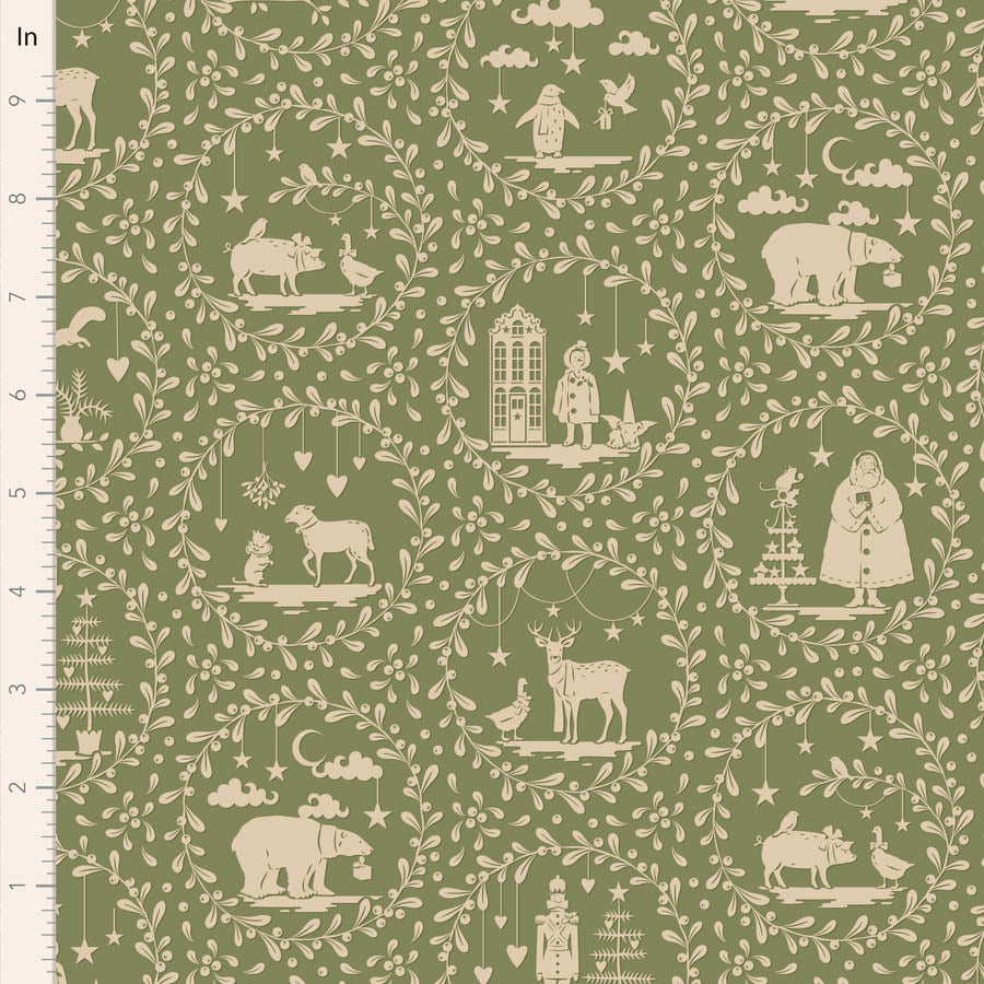 Merry Little Christmas Fat Quarter Bundle - 5 fabrics in Green, 20 x 22in