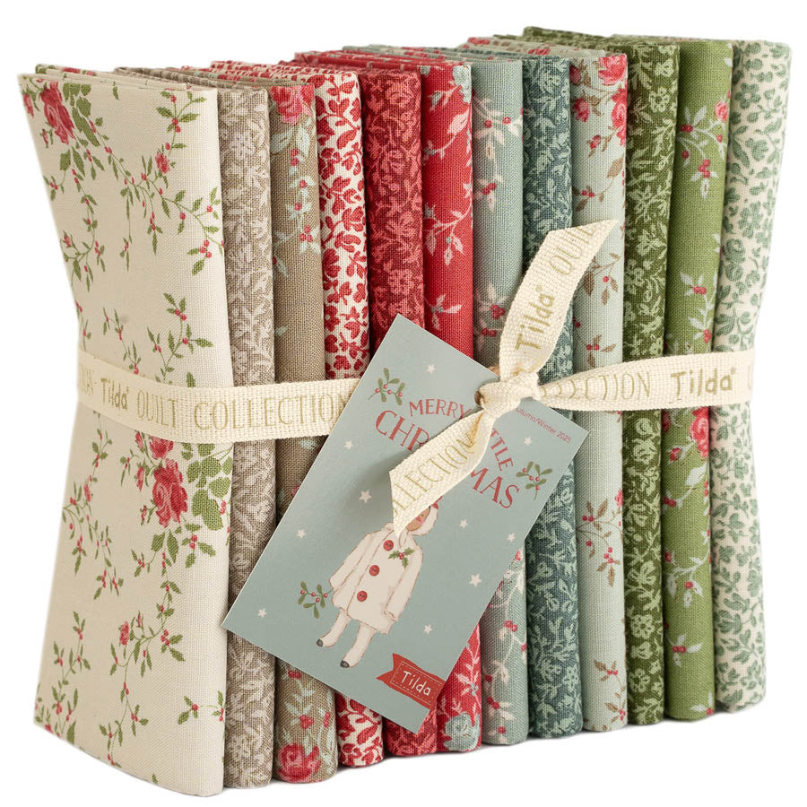 Merry Little Christmas Fat Quarter Eve & Noel Blender Bundle - 12 fabrics, 20 x 22in