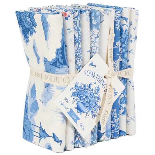 Something Blue Fat Quarter Bundle - 10 fabrics in Light, 21 x 19in