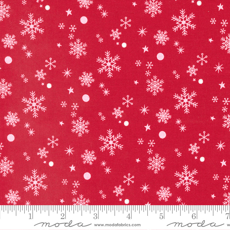 White Snowflakes on Red Scarf - Hello Holidays