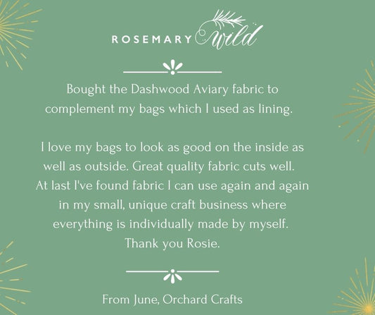 June's Dashwood Aviary Butterflies lining in her bag