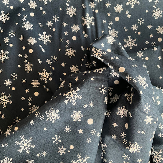 White Snowflakes on Blue Night Sky - Hello Holidays
