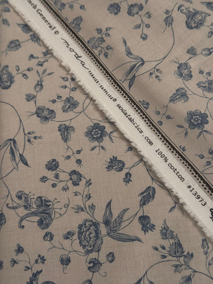 Smoke French Blue Large Floral - Sacre Bleu