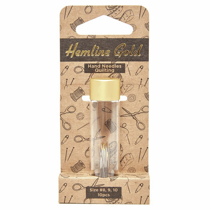 Gold Hand Sewing Needles x 10, Premium: Quilting Sizes 8-10