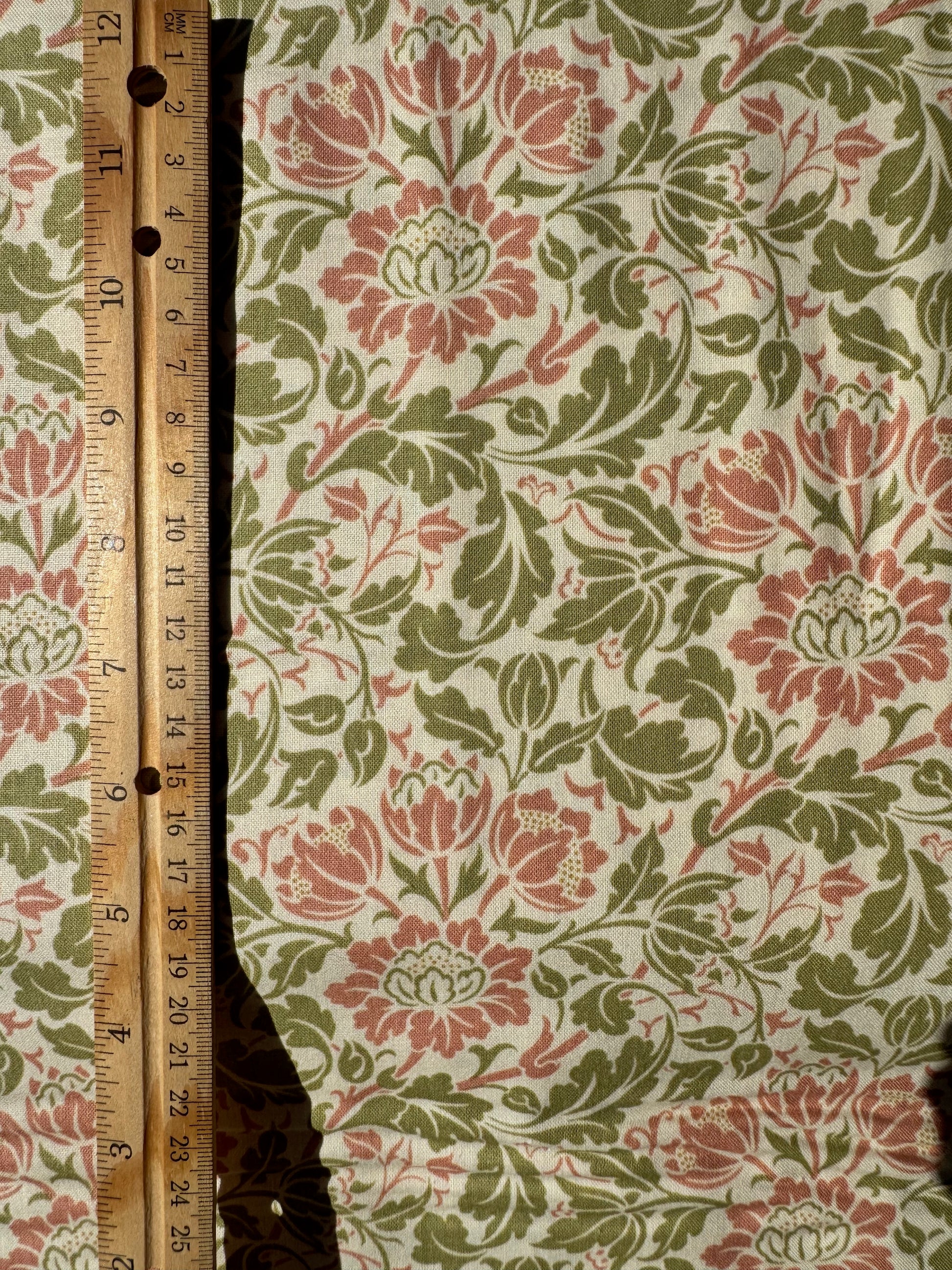 Floral patterned fabric with a ruler for scale