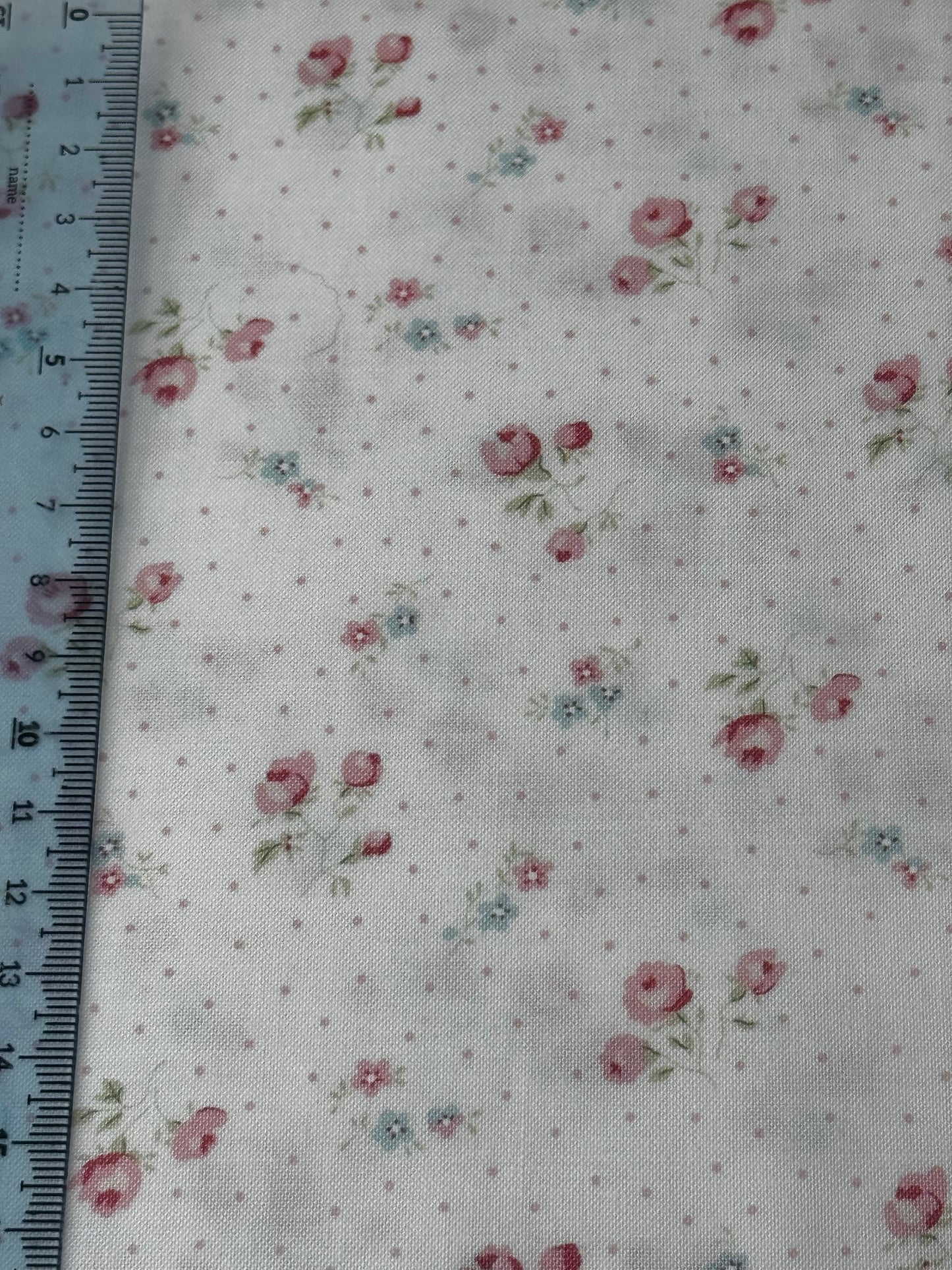 Small Roses and Forget me Nots Linen White - Abide by Brenda Riddle for Moda