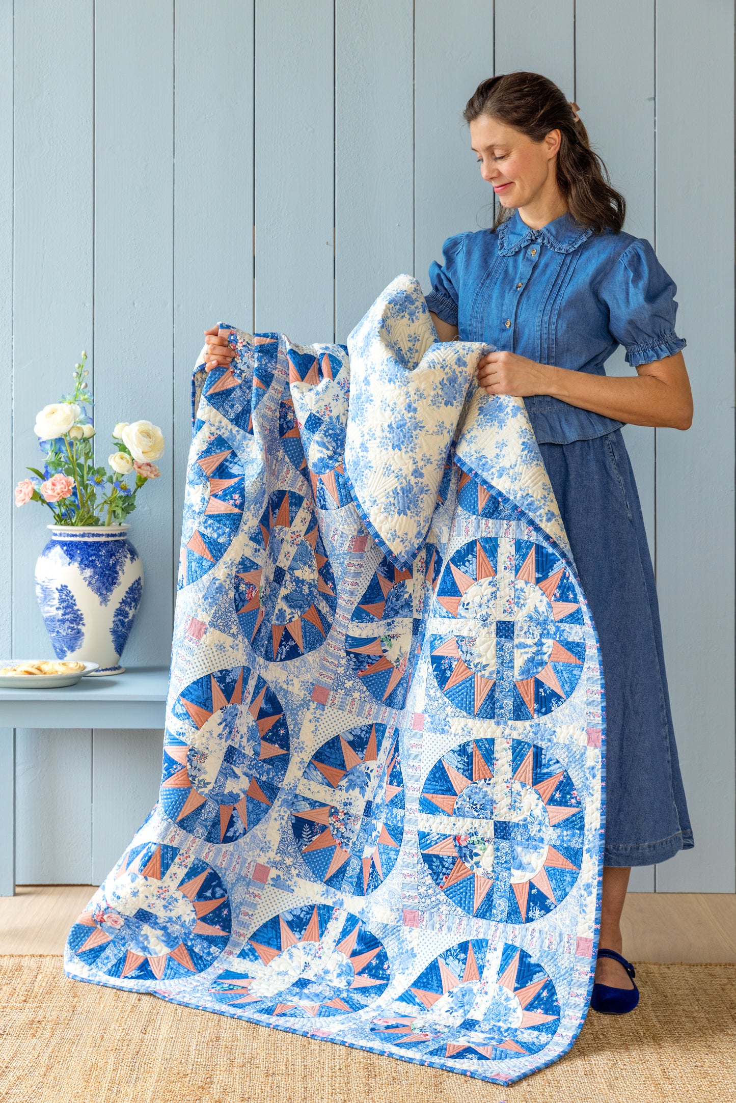 Something Blue Fat Quarter Bundle - 10 fabrics in Dark, 21 x 19in
