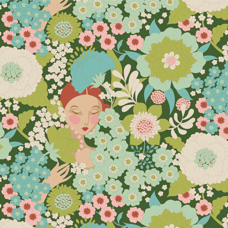 Wallflower Charm Pack - 20 fabrics, 5in squares, 40 pieces - two of each design