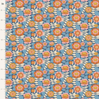 Wallflower Fat Quarter Bundle Blue - 5 fabrics, 20 x 22in