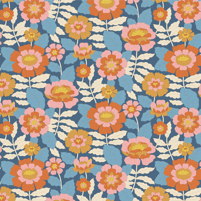 Wallflower Fat Quarter Bundle Blue - 5 fabrics, 20 x 22in