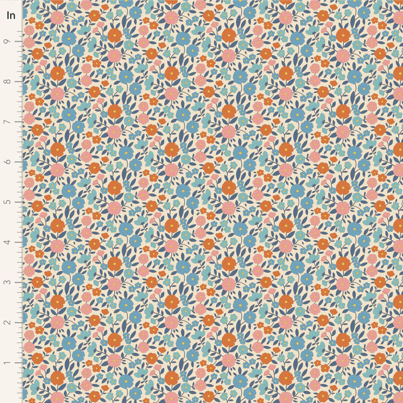 Wallflower Fat Quarter Bundle Blue - 5 fabrics, 20 x 22in