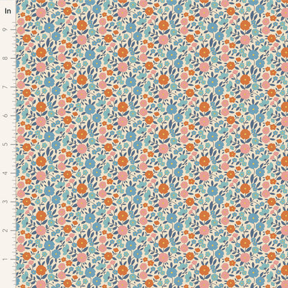 Wallflower Fat Quarter Bundle Blue - 5 fabrics, 20 x 22in