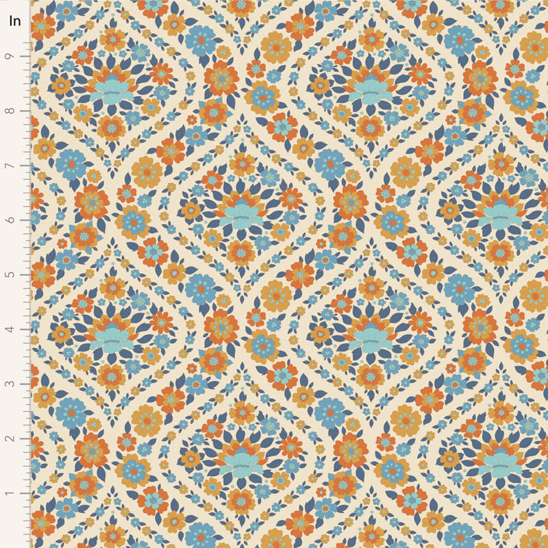 Wallflower Fat Quarter Bundle Blue - 5 fabrics, 20 x 22in
