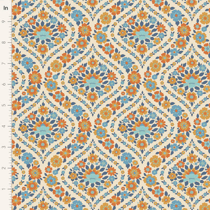 Wallflower Fat Quarter Bundle Blue - 5 fabrics, 20 x 22in