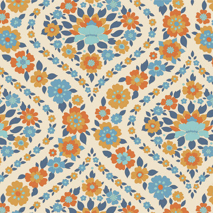 Wallflower Fat Quarter Bundle Blue - 5 fabrics, 20 x 22in