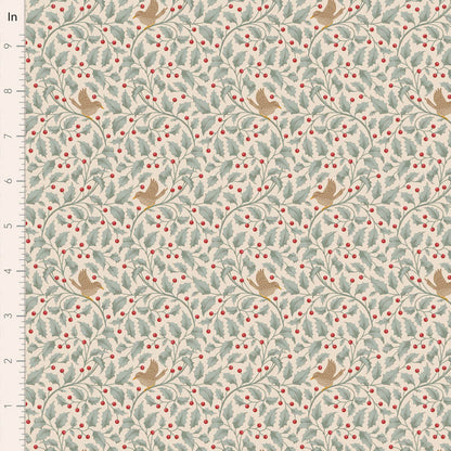 Merry Little Christmas Fat Quarter Bundle - 5 fabrics in Duck Egg, 20 x 22in