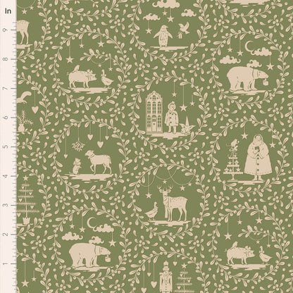 Merry Little Christmas Fat Quarter Bundle - 5 fabrics in Green, 20 x 22in