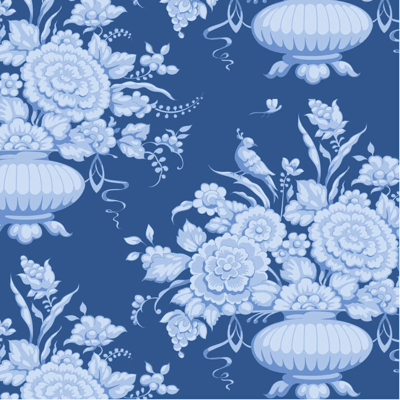 Something Blue Fat Quarter Bundle - 10 fabrics in Dark, 21 x 19in