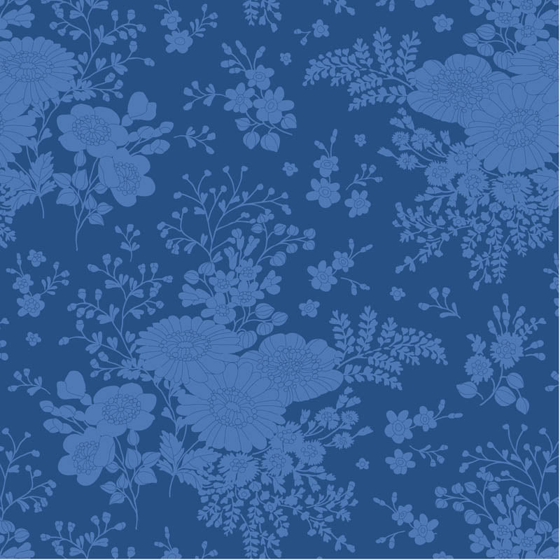 Something Blue Fat Quarter Bundle - 10 fabrics in Dark, 21 x 19in