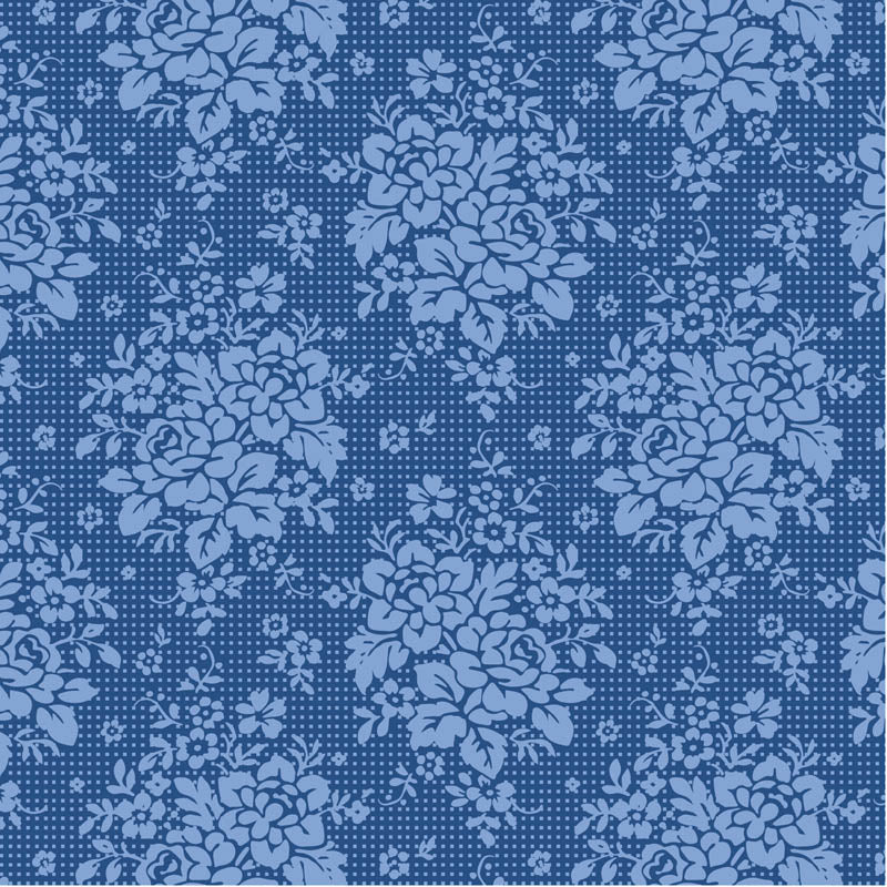 Something Blue Fat Quarter Bundle - 10 fabrics in Dark, 21 x 19in