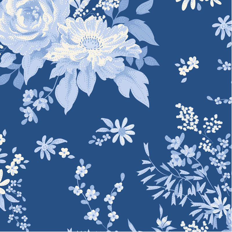 Something Blue Fat Quarter Bundle - 10 fabrics in Dark, 21 x 19in