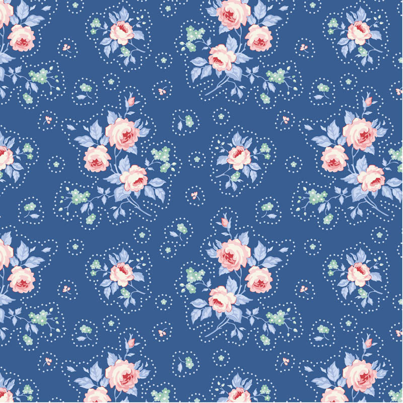 Something Blue Fat Quarter Bundle - 10 fabrics in Dark, 21 x 19in