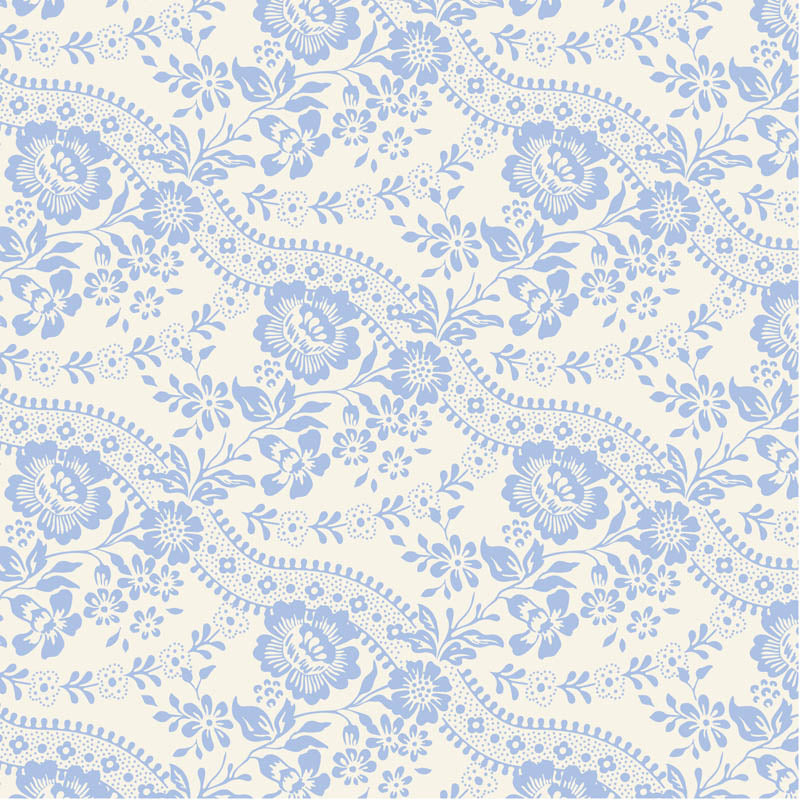 Something Blue Fat Quarter Bundle - 12 fabrics in Blenders, Borders, labels and ornaments, 21 x 19in
