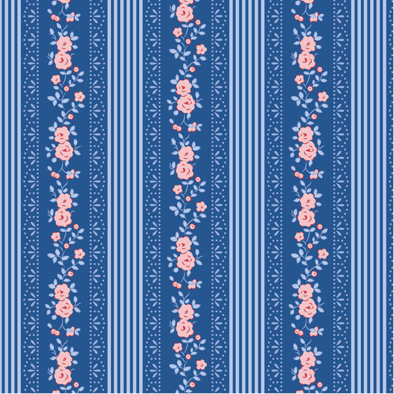 Something Blue Fat Quarter Bundle - 12 fabrics in Blenders, Borders, labels and ornaments, 21 x 19in