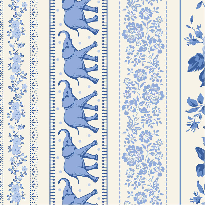 Something Blue Fat Quarter Bundle - 12 fabrics in Blenders, Borders, labels and ornaments, 21 x 19in