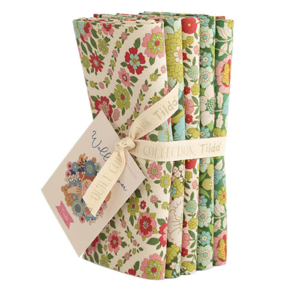 Wallflower Fat Quarter Bundle Green - 5 fabrics, 20 x 22in