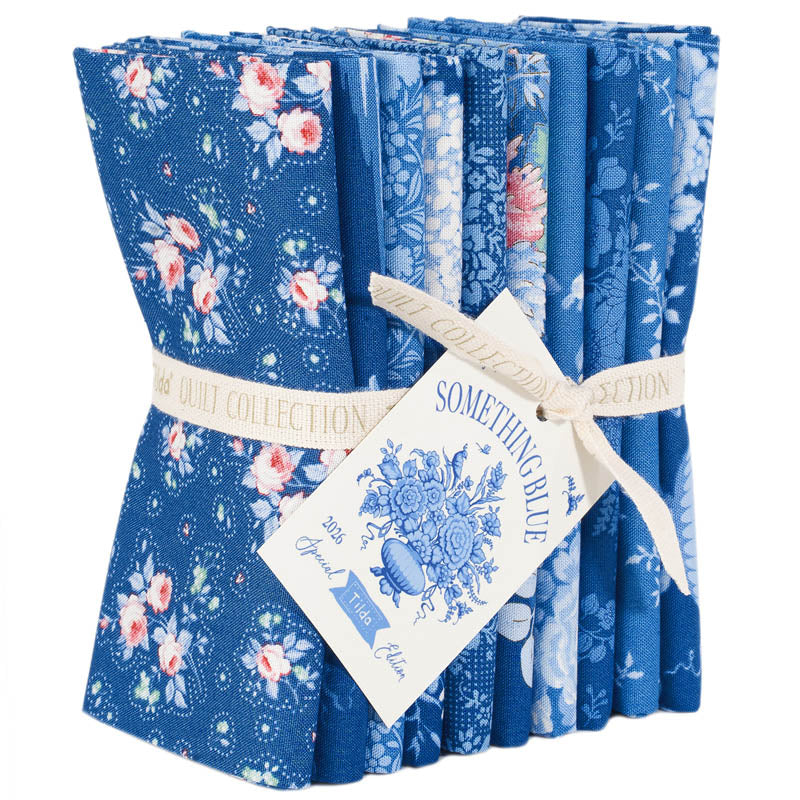 Something Blue Fat Quarter Bundle - 10 fabrics in Dark, 21 x 19in