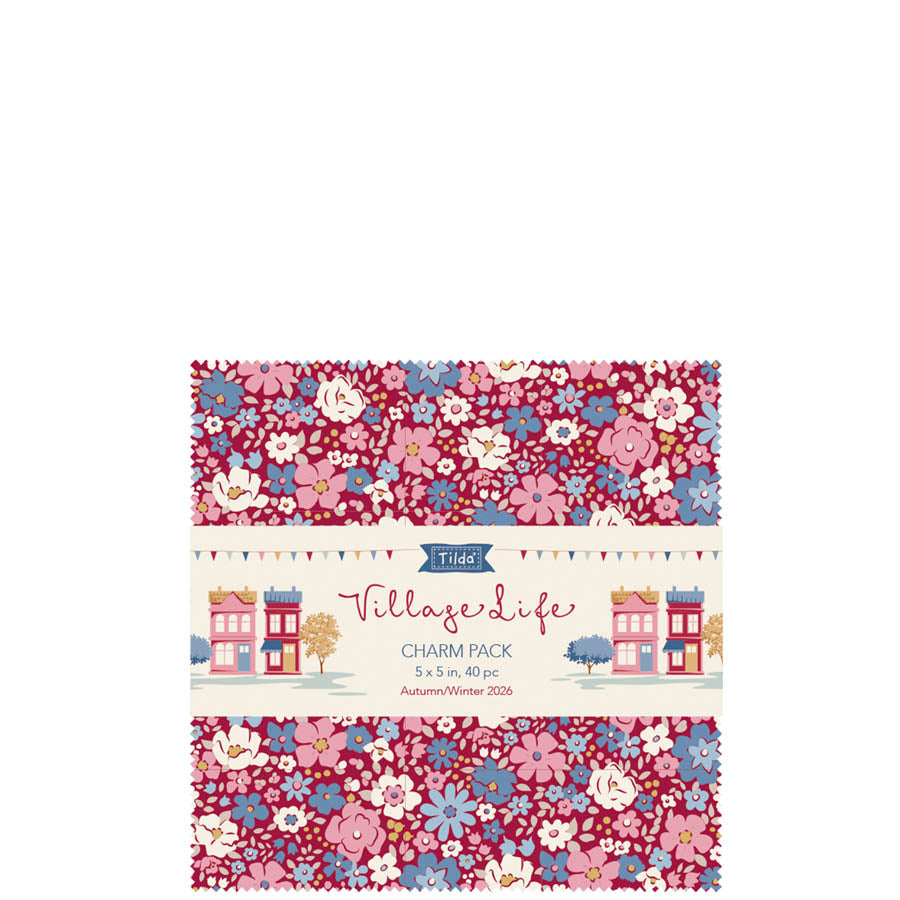 Village Life Charm Pack Bundle - 40 pieces, 2 of each design 5in squares