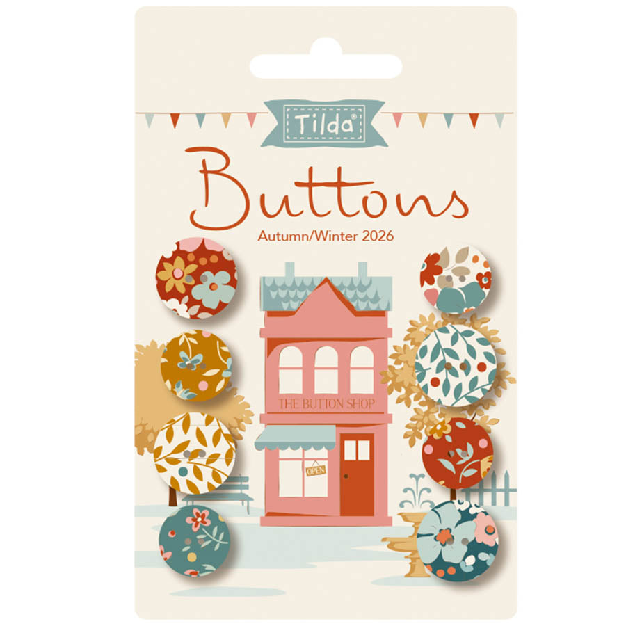Village Life Autumn Buttons 8 pieces - 4 pieces 0.55in (14mm) and 4 pieces 0.63in (16mm)
