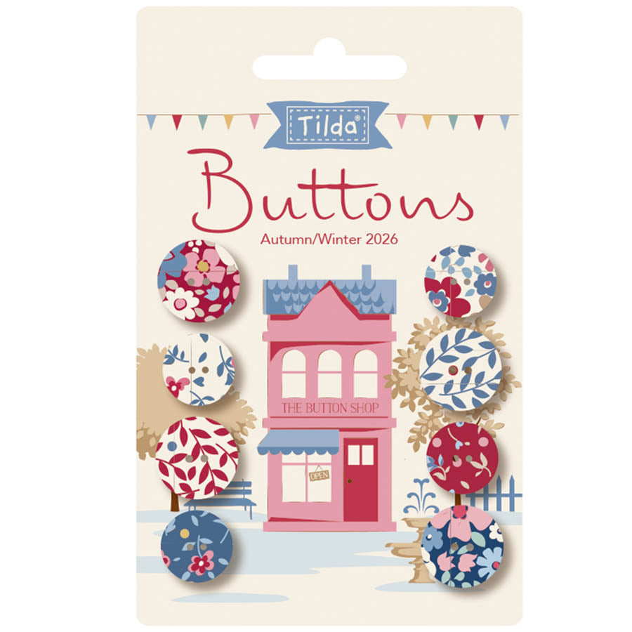 Village Life Winter Buttons 8 pieces - 4 pieces 0.55in (14mm) and 4 pieces 0.63in (16mm)