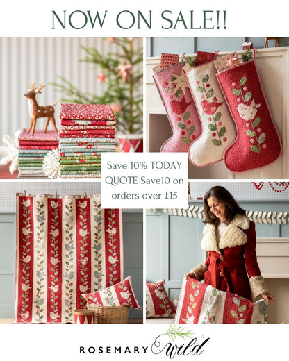 Merry Little Christmas Fat Quarter Bundle - 5 fabrics in Duck Egg, 20 x 22in