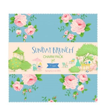 Sunday Brunch Charm Pack Bundle 40 pieces- two of each fabrics, 5inch squares