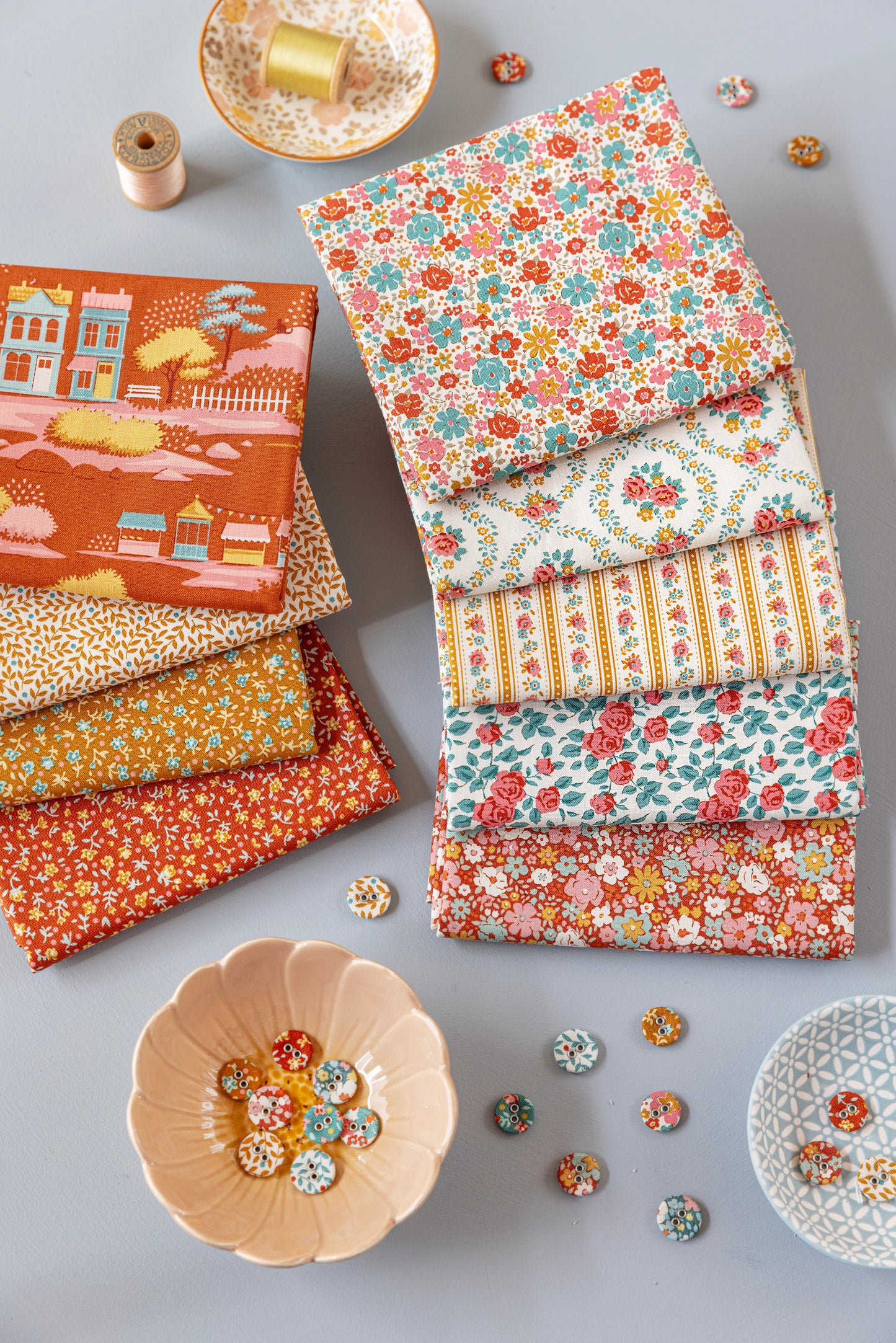 Village Life Fat Eight Bundle - 20 fabrics, 10 x 19in
