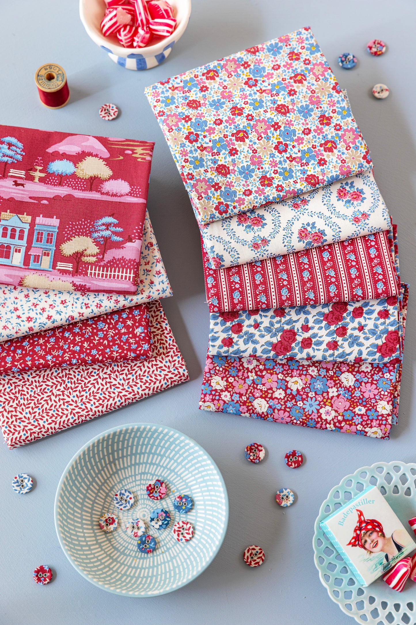 Village Life Fat Eight Bundle - 20 fabrics, 10 x 19in