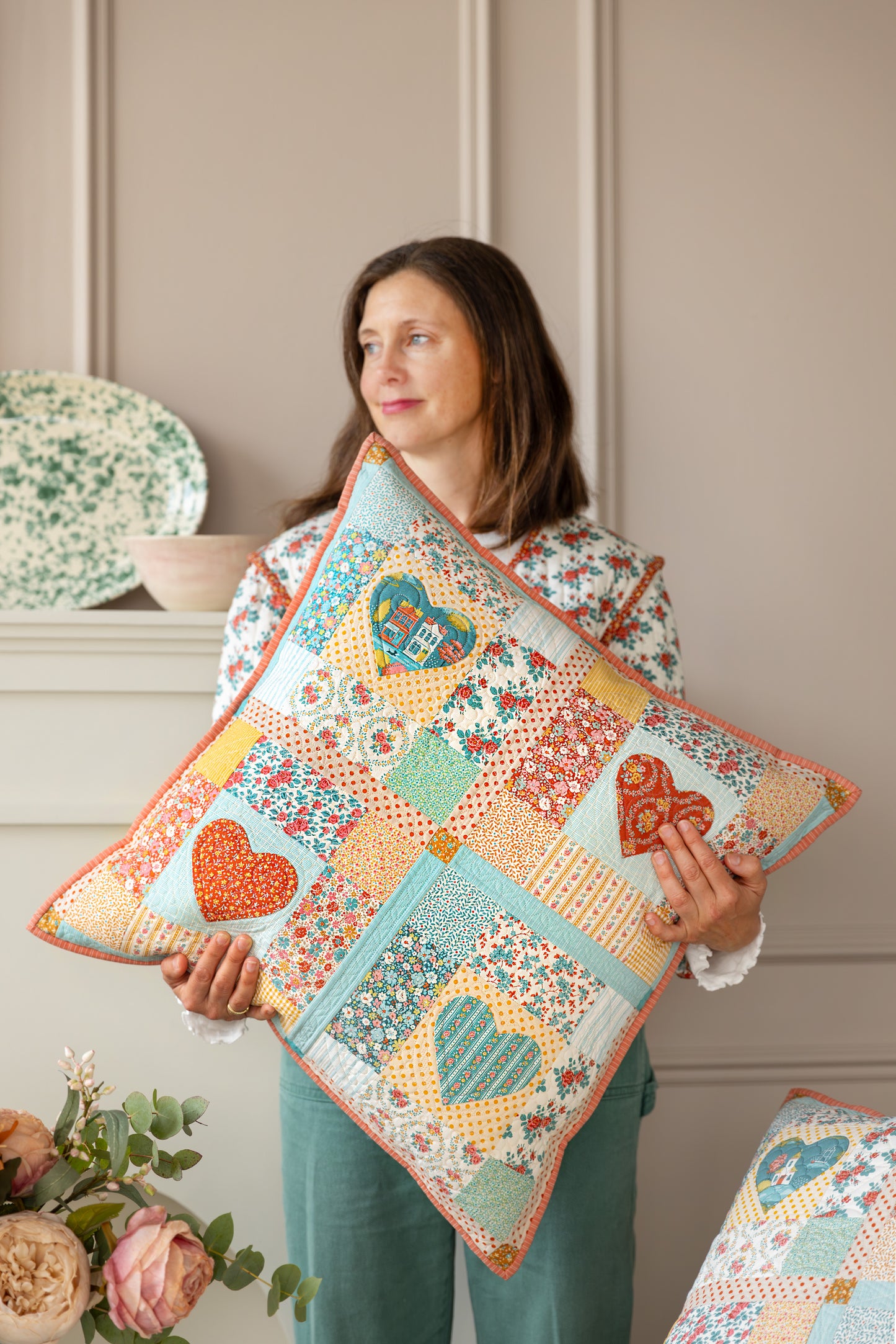 Village Life Fat Quarter Petrol/Teal Bundle - 5 fabrics, 21 x 19in