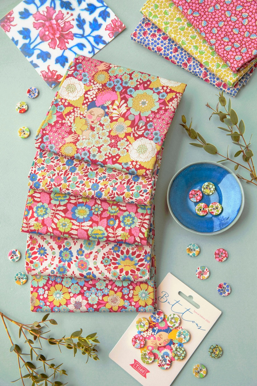 Wallflower Charm Pack - 20 fabrics, 5in squares, 40 pieces - two of each design