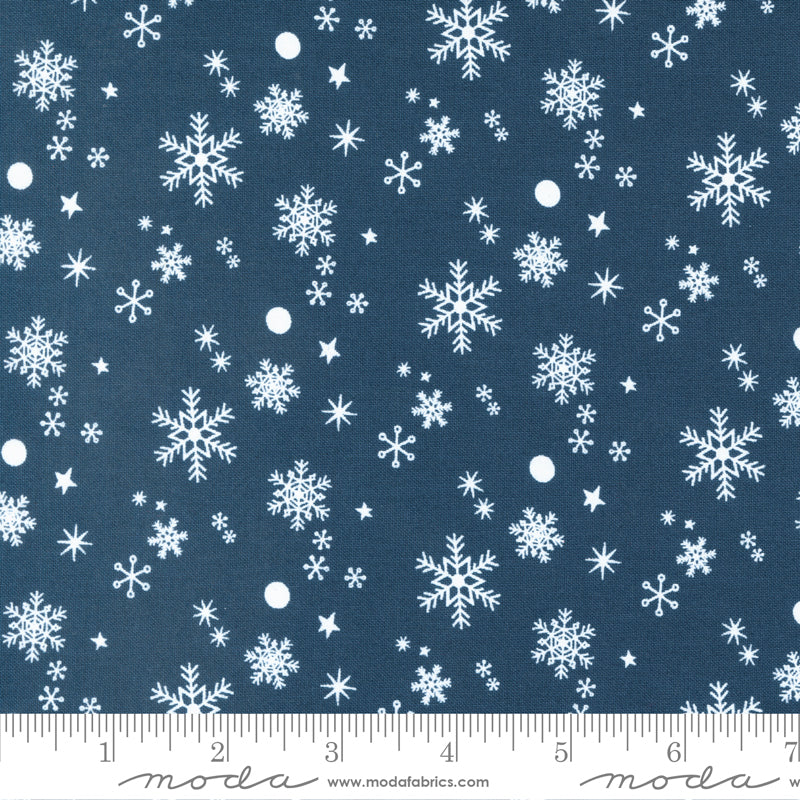 White Snowflakes on Blue Night Sky - Hello Holidays