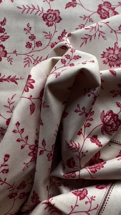 Large Floral Pearl Faded Red - Rouenneries Trois