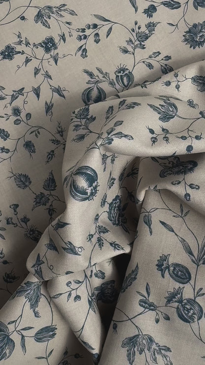 Smoke French Blue Large Floral - Sacre Bleu