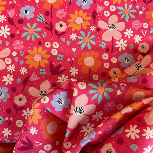 Pink Floral Butterfly Field