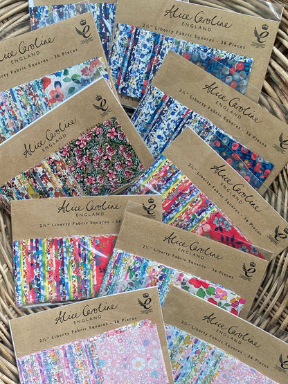 36 Piece Liberty Tana Lawn Fabric Mixed Colours 2.5" Charm Squares