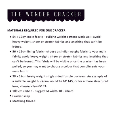 The Wonder Cracker Sewing Pattern - stitch your own Christmas Crackers that are pullable, reusable and have a snap!